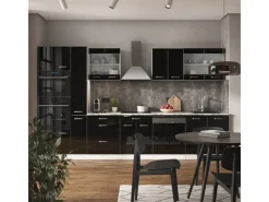 Discount Vicco R-Line Küchenzeile /Weiß 350 cm mit HochschrankAP Eiche ohne E-Geräte Schwarz Hochglanz