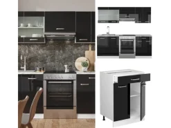 Vicco R-Line Küchenzeile /Weiß 200 cm AP Anthrazit ohne E-Geräte< Küchenrückwände|Einbauküchen
