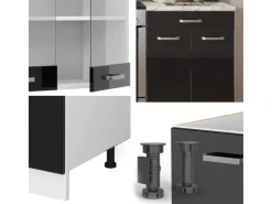 Vicco R-Line Küchenzeile /Weiß 200 cm AP Anthrazit ohne E-Geräte< Küchenrückwände|Einbauküchen