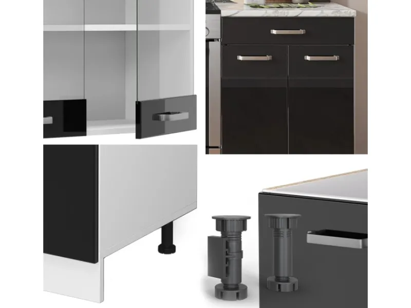 Vicco R-Line Küchenzeile /Weiß 200 cm AP Anthrazit ohne E-Geräte< Küchenrückwände|Einbauküchen
