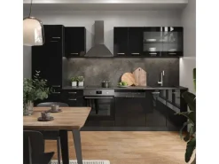 Best Vicco R-Line Küchenzeile /Anthrazit 300 cm AP Marmor ohne E-Geräte Schwarz Hochglanz
