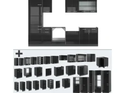 Best Vicco R-Line Küchenzeile /Anthrazit 300 cm AP Marmor ohne E-Geräte Schwarz Hochglanz