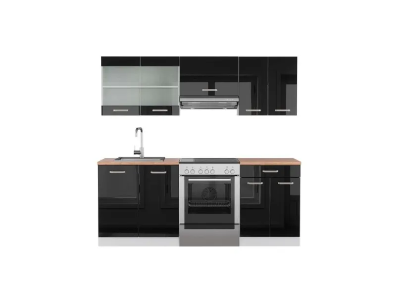 Küchenschränke<Vicco R-Line Küchenzeile /Weiß 200 cm AP Eiche ohne E-Geräte