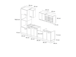 Herde|Kühlschränke<Vicco R-Line Küchenzeile /Anthrazit 300 cm mit HochschrankAP Eiche ohne E-Geräte
