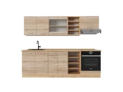 Vicco R-Line Küchenzeile Sonoma/Goldkraft Eiche 240 cm AP Eiche ohne E-Geräte Sonoma Eiche