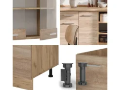 Vicco R-Line Küchenzeile Sonoma/Goldkraft Eiche 240 cm AP Eiche ohne E-Geräte Sonoma Eiche