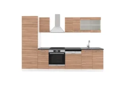 Vicco R-Line Küchenzeile Sonoma/Weiß 300 cm AP Anthrazit ohne E-Geräte< Einbauküchen