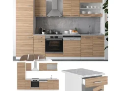 Vicco R-Line Küchenzeile Sonoma/Weiß 300 cm AP Anthrazit ohne E-Geräte< Einbauküchen