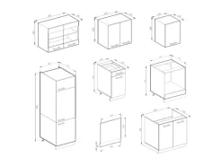 Vicco R-Line Küchenzeile Sonoma/Weiß 300 cm AP Anthrazit ohne E-Geräte< Einbauküchen