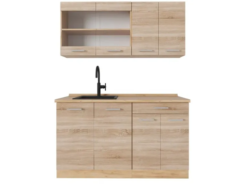 Sale Vicco R-Line Küchenzeile Sonoma/Goldkraft Eiche 140 cm AP Eiche ohne E-Geräte Sonoma Eiche