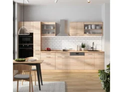 Einbauküchen<Vicco R-Line Küchenzeile Sonoma/Goldkraft Eiche 350 cm ohne Arbeitsplatte ohne E-Geräte