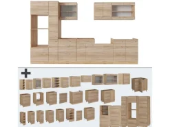 Einbauküchen<Vicco R-Line Küchenzeile Sonoma/Goldkraft Eiche 350 cm ohne Arbeitsplatte ohne E-Geräte