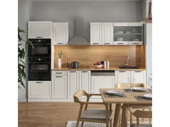 Vicco R-Line Küchenzeile Weiß Landhaus/Weiß 300 cm mit HochschrankAP Eiche ohne E-Geräte< Einbauküchen