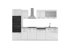 Hot Vicco R-Line Küchenzeile 300 cm mit HochschrankAP Marmor ohne E-Geräte Weiß