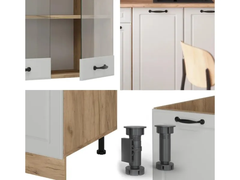 Hot Vicco R-Line Küchenzeile Weiß Landhaus/Goldkraft Eiche 140 cm AP Eiche ohne E-Geräte Weiß Struktur