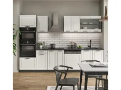Best Vicco R-Line Küchenzeile Weiß Landhaus/Anthrazit 300 cm mit HochschrankAP Eiche ohne E-Geräte Weiß Strukturiert