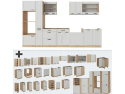 Einbauküchen<Vicco R-Line Küchenzeile Weiß Landhaus/Goldkraft Eiche 350 cm AP Anthrazit ohne E-Geräte
