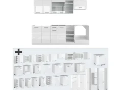 Vicco R-Line Küchenzeile Hochglanz/ 240 cm AP Marmor ohne E-Geräte< Einbauküchen