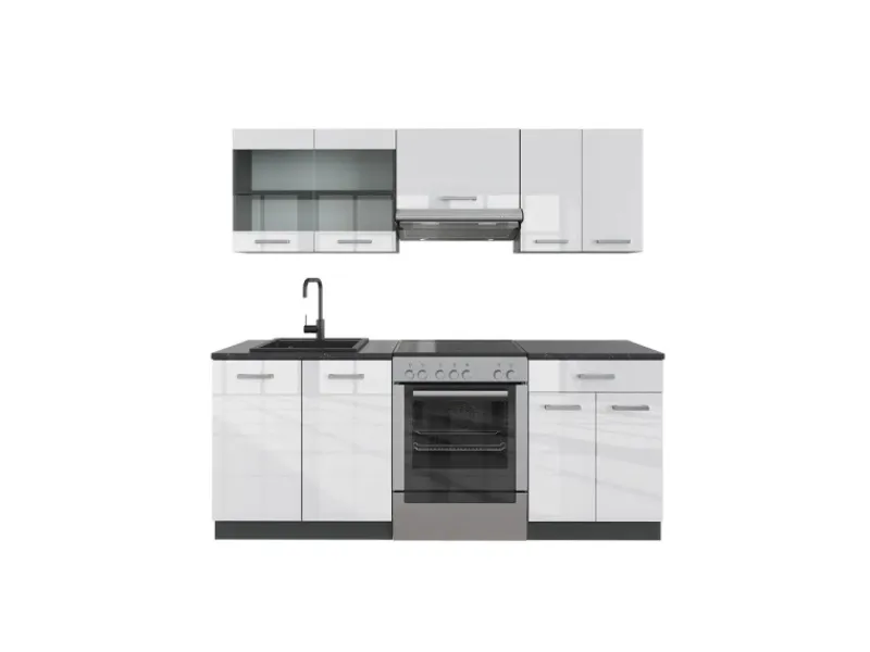 Einbauküchen<Vicco R-Line Küchenzeile /Anthrazit 200 cm AP Anthrazit ohne E-Geräte