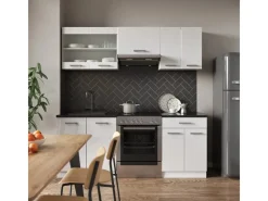 Outlet Vicco R-Line Küchenzeile Hochglanz/ 200 cm ohne Arbeitsplatte ohne E-Geräte Weiß