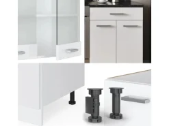 Outlet Vicco R-Line Küchenzeile Hochglanz/ 200 cm ohne Arbeitsplatte ohne E-Geräte Weiß
