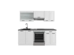 Online Vicco R-Line Küchenzeile Weiß Landhaus/Weiß 200 cm ohne Arbeitsplatte ohne E-Geräte Weiß-Strukturiert
