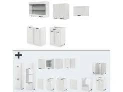 Online Vicco R-Line Küchenzeile Weiß Landhaus/Weiß 200 cm ohne Arbeitsplatte ohne E-Geräte Weiß-Strukturiert