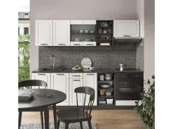 Einbauküchen<Vicco R-Line Küchenzeile Weiß Landhaus/Anthrazit 240 cm ohne Arbeitsplatte ohne E-Geräte