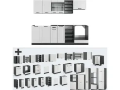 Einbauküchen<Vicco R-Line Küchenzeile Weiß Landhaus/Anthrazit 240 cm ohne Arbeitsplatte ohne E-Geräte