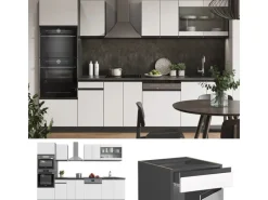 Vicco R-Line Küchenzeile /Anthrazit 300 cm mit HochschrankAP Marmor ohne E-Geräte< Zubehör Für Küchenarmatur
