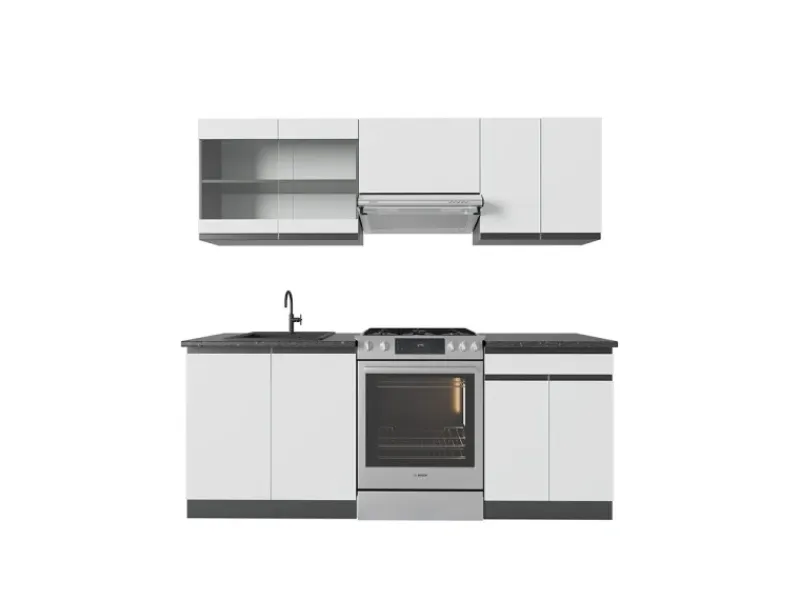 Hot Vicco R-Line Küchenzeile /Anthrazit 200 cm AP Anthrazit ohne E-Geräte Weiß