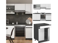 Hot Vicco R-Line Küchenzeile /Anthrazit 200 cm AP Anthrazit ohne E-Geräte Weiß