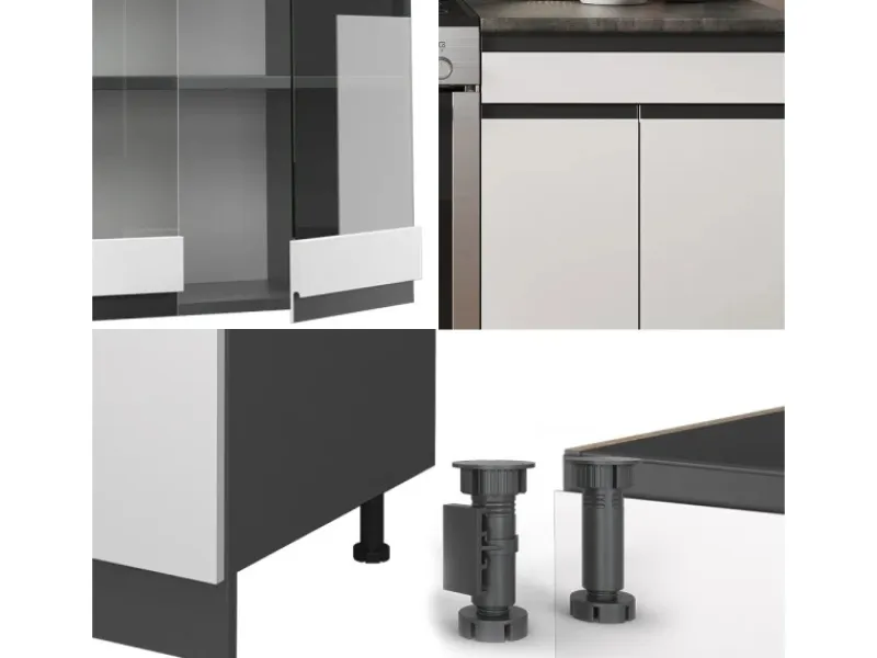 Hot Vicco R-Line Küchenzeile /Anthrazit 200 cm AP Anthrazit ohne E-Geräte Weiß