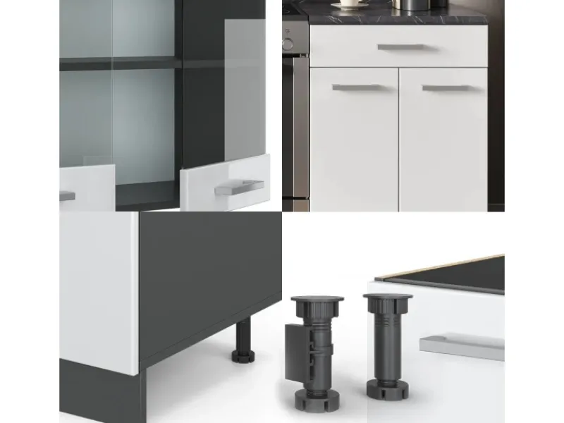 Einbauküchen<Vicco R-Line Küchenzeile /Anthrazit 200 cm ohne Arbeitsplatte ohne E-Geräte