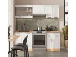 Einbauküchen<Vicco R-Line Küchenzeile Weiß Landhaus/Goldkraft Eiche 200 cm ohne Arbeitsplatte ohne E-Geräte