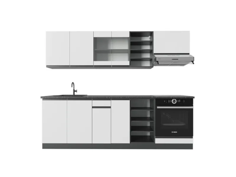 Vicco R-Line Küchenzeile /Anthrazit 240 cm J-Shape ohne E-Geräte< Kücheninseln