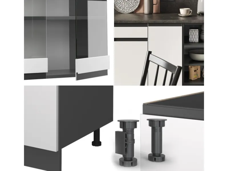 Vicco R-Line Küchenzeile /Anthrazit 240 cm J-Shape ohne E-Geräte< Kücheninseln