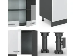 Küchenschränke<Vicco R-Line Küchenzeile /Anthrazit 300 cm mit Hochschrankohne Arbeitsplatte ohne E-Geräte