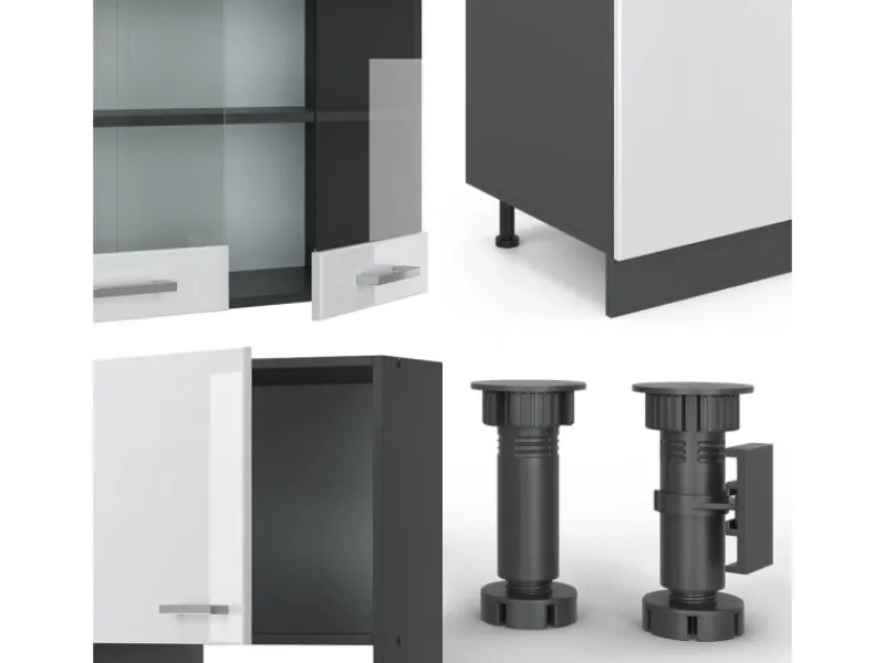 Küchenschränke<Vicco R-Line Küchenzeile /Anthrazit 300 cm mit Hochschrankohne Arbeitsplatte ohne E-Geräte