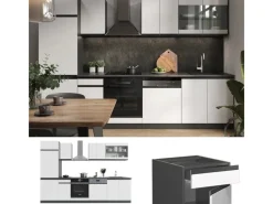 Hot Vicco R-Line Küchenzeile /Anthrazit 300 cm AP Marmor ohne E-Geräte Weiß