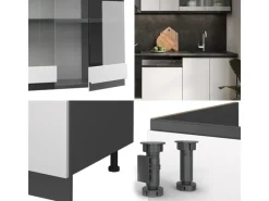 Hot Vicco R-Line Küchenzeile /Anthrazit 300 cm AP Marmor ohne E-Geräte Weiß