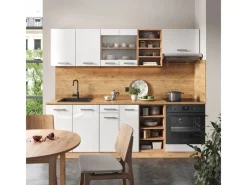 Online Vicco R-Line Küchenzeile Weiß Hochglanz/Goldkraft Eiche 240 cm AP Eiche ohne E-Geräte Hochglanz Weiß