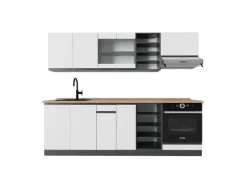 Vicco R-Line Küchenzeile /Anthrazit 240 cm AP Eiche ohne E-Geräte< Einbauküchen