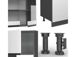 Vicco R-Line Küchenzeile /Anthrazit 300 cm mit HochschrankAP Anthrazit ohne E-Geräte< Einbauküchen