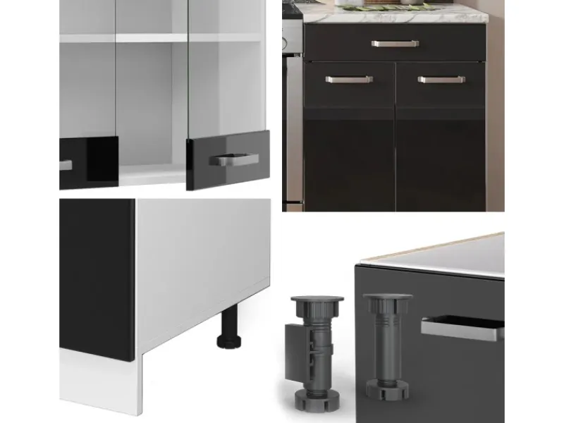 Einbauküchen<Vicco R-Line Komplettküche /Weiß 200 cm Ohne Arbeitsplatte ohne E-Geräte