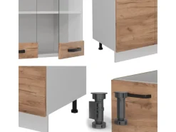 Vicco R-Line Komplettküche Goldkraft /Weiß 300 cm AP ohne E-Geräte< Einbauküchen