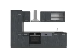 Einbauküchen<Vicco R-Line KomplettKüche Schwarz Beton/Anthrazit 300 cm ohne Arbeitsplatte ohne E-Geräte