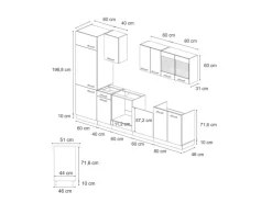 Einbauküchen<Vicco R-Line KomplettKüche Schwarz Beton/Weiß 300 cm AP Anthrazit ohne E-Geräte