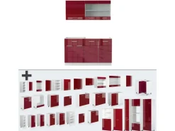 Single-Küchen|Miniküchen<Vicco R-Line Mini-Küche Bordeaux Hochglanz/Weiß 140 cm ohne Arbeitsplatte ohne E-Geräte