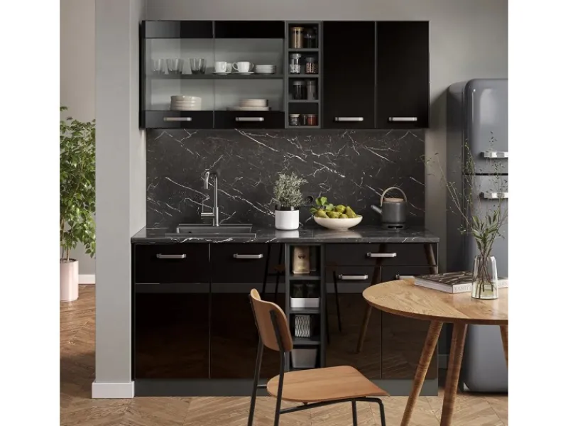 Vicco R-Line Mini-Küche /Anthrazit 160 cm ohne Arbeitsplatte ohne E-Geräte< Single-Küchen|Miniküchen